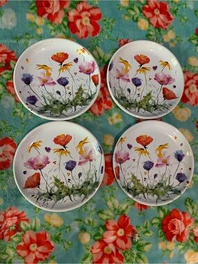 Dean Crouser for Demdaco Wildflower Pattern Dessert/Appetizer Plate Set